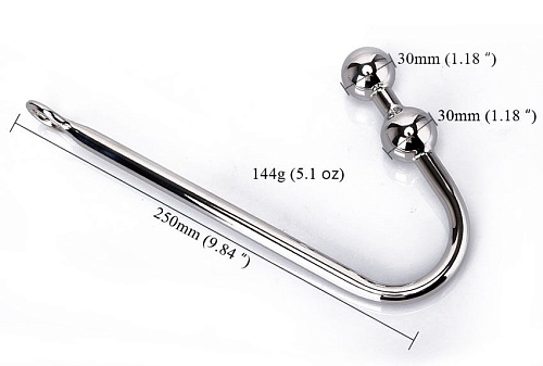 Серебристый анальный крюк для подвешивания с двумя шариками Bior toys NTU-80429