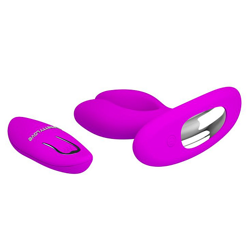 Лиловый универсальный вибромассажёр для пар с пультом ДУ Baile Magic Fingers U BI-014478W