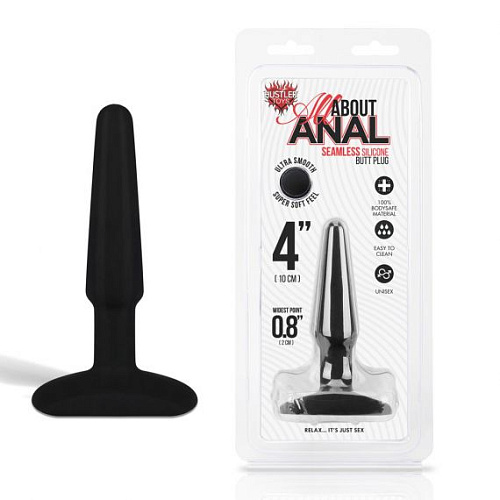 Чёрный плаг из ультрабархатистого силикона Hustler HT-B2-BLK (10 см)
