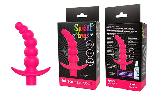 Розовая вибрирующая анальная ёлочка Bior toys Sweet Toys ST-40187-16 (10,8 см)