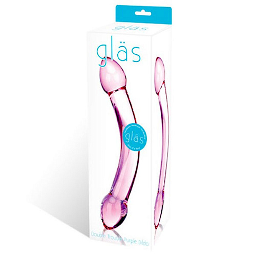 Изогнутый розовый двухголовый стимулятор из стекла Glas GLAS-70