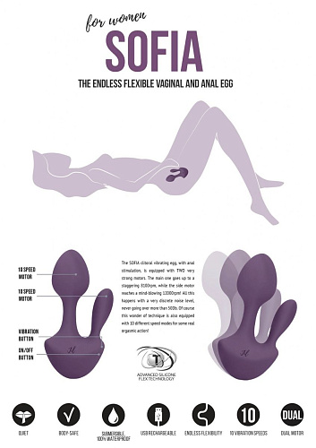 Фиолетовый анально-вагинальный вибратор Shots Media BV Sofia JIL011PUR (13 см)