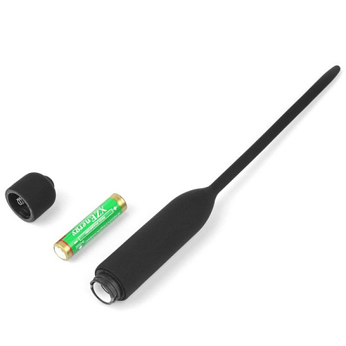 Чёрный уретральный виброплаг Lovetoy Silicone Vibrating Urethral Dilator LV2610