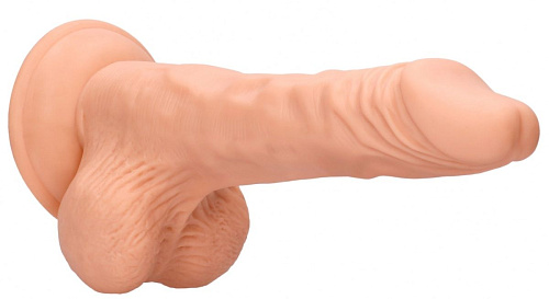 Телесный фаллоимитатор Shots Media BV Realistic Dildo With Balls REA062FLE (20 см)