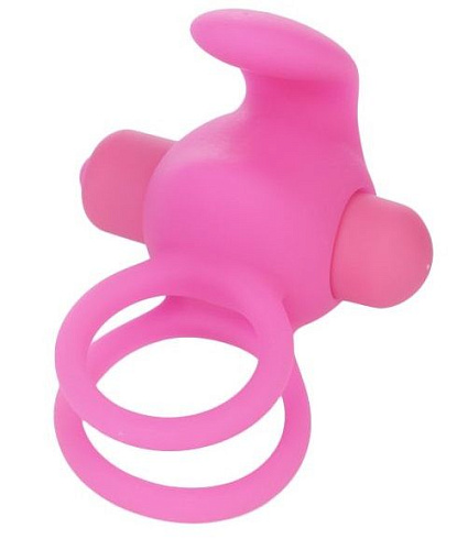 Розовое эрекционное виброкольцо с 10 режимами вибрации Lovetoy LV1427-pink