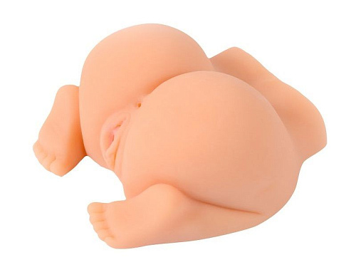 Телесного цвета женский полуторс в позиции «догги-стайл» с двумя любовными тоннелями Xise XS-MA50021