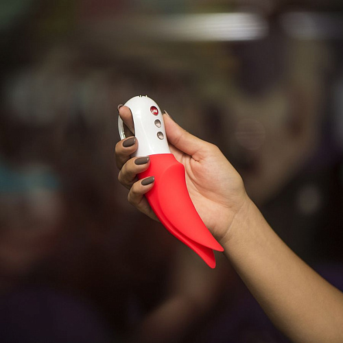 Оранжевый вибратор с раздвоенным кончиком Fun Factory Volta 1141023 (18,9 см)