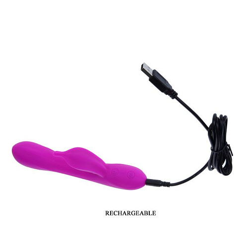 Лиловый вибратор с клиторальным отростком Baile Yves BI-014283 (17 см)