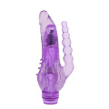 Вибратор для вагинально-анальной стимуляции фиолетового цвета Dream Toys JELLY JOY CRYSTAL COX PURPLE 310033 (19 см)