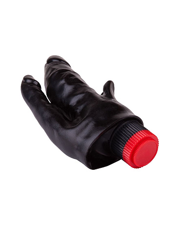 Чёрный вибромассажёр с двумя стволами и лепестками LOVETOY (А-Полимер) 414900 (17 см)