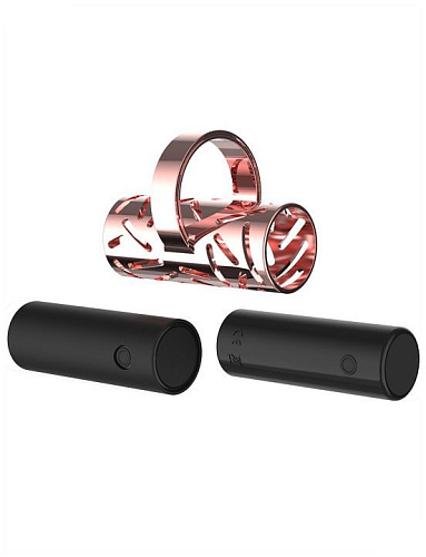 Чёрная вибропулька на палец в металлическом корпусе ML Creation Gold Finger ML41