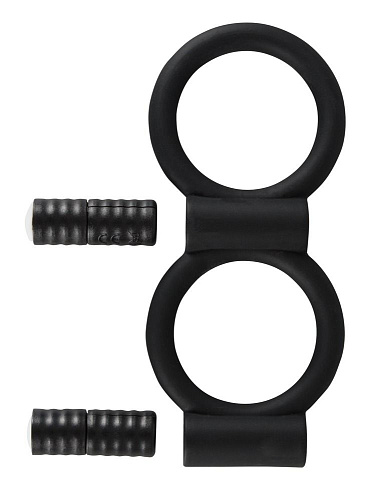 Виброкольцо чёрного цвета для пениса и мошонки Orion Smile 0584860