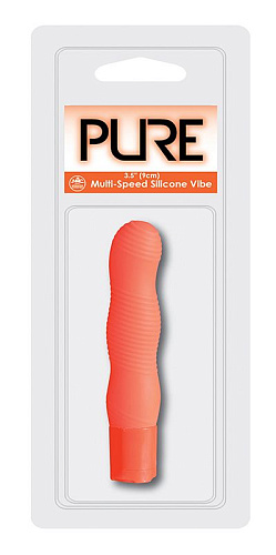 Оранжевый вибромассажёр с рельефом NMC PURE 3.5INCH VIBRATOR ORANGE 111640 (9 см)