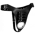 Чёрный мужской пояс верности с ремешками XR Brands Male Chastity Harness AF254