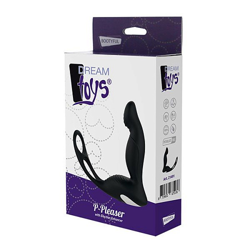 Чёрный вибромассажёр простаты Dream Toys P-PLEASER W ERECTION ENHANCE21491