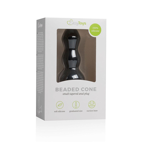 Чёрная анальная ёлочка EDC Wholesale Beaded Cone ET352BLK (10,5 см)