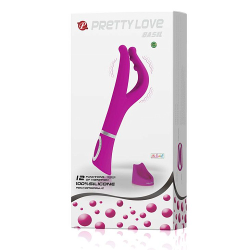 Лиловый многофункциональный силиконовый вибратор Baile Basil BI-014235 (25 см)