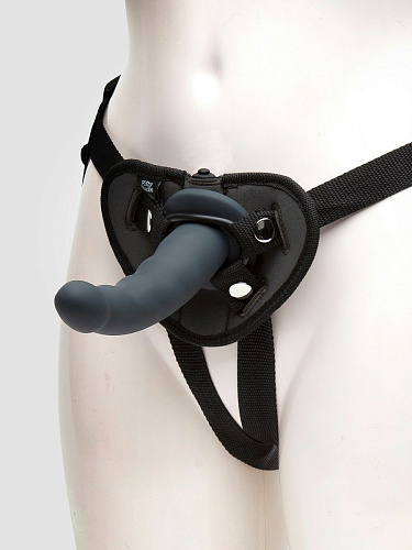 Чёрный страпон с вибрацией Fifty Shades of Grey Feel It Baby Strap-On Harness Kit FS-80003 (17,8 см)