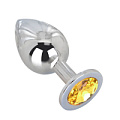 Большой стальной плаг с жёлтым кристаллом Erotic Fantasy Sweet Lemon EF-HM-020 (9,5 см)
