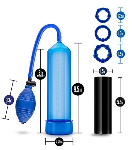 Набор для мужчин из 5 предметов синего цвета Blush Novelties Go Big BL-50122