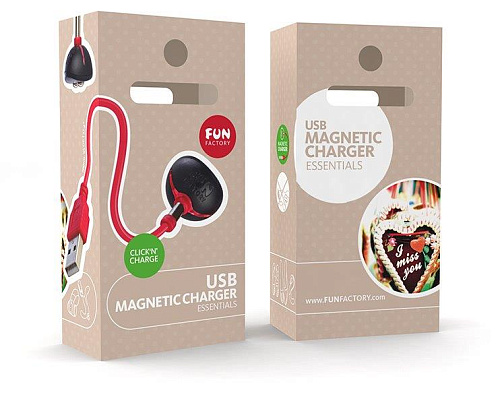 Красное зарядное устройство для вибраторов Fun Factory USB Magnetic Charger  1020103