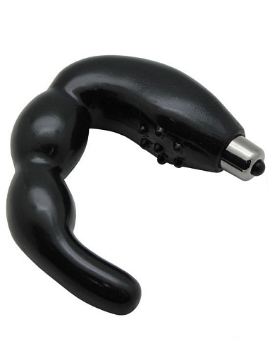 Чёрный массажёр простаты U-образной формы с вибрацией Eroticon 30274