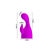 Лиловая насадка на жезловый вибратор с вагинальным и клиторальным отростками Baile BI-014367