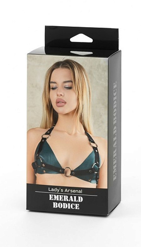Изумрудный лиф с колечками БДСМ арсенал Ladys Arsenal 67019ars