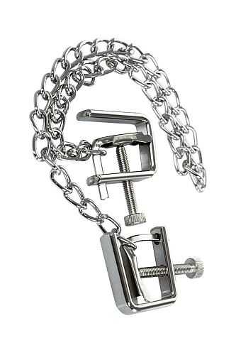 Серебристые зажимы для сосков с цепочкой ToyFa Theatre 705004