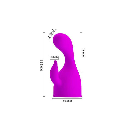 Лиловая насадка на жезловый вибратор с вагинальным и клиторальным отростками Baile BI-014367