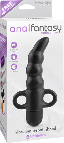 Вибромассажёр простаты чёрного цвета Pipedream Vibrating P-Spot Ribbed PD4636-23