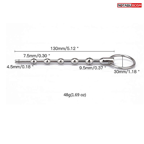 Стальной уретральный металлический плаг с шариками Bior toys NTU-80412
