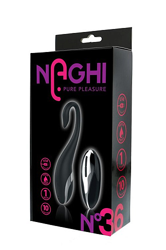 Чёрное виброяйцо Tonga NAGHI NO.36 RECHARGEABLE REMOTE EGG 530036