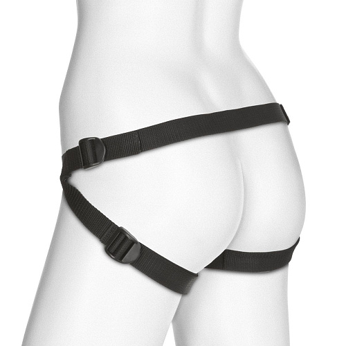 Чёрные трусики с двумя плагами Doc Johnson Double Penetration Velvet Harness with 2 plug 1090-19-BX