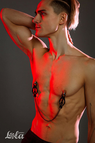 Чёрные зажимы на соски с цепочкой Lola toys Darkside 1136-01lola