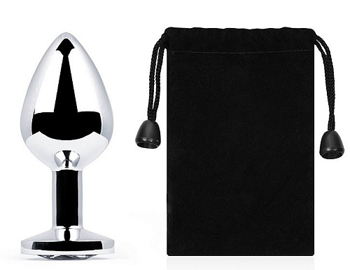 Анальная пробка с прозрачным кристаллом Anal Jewelry Plug SILVER PLUG MEDIUM SM-01 (8,2 см)