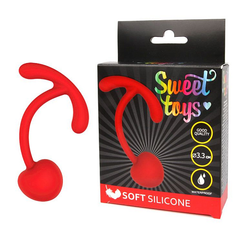 Красный вагинальный шарик с ограничителем Bior toys ST-40136-3