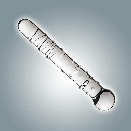 Прозрачный стеклянный фаллоимитатор с двумя видами рельефа Сумерки богов 0082 BX DD