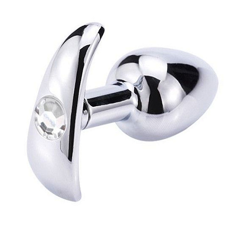 Серебристая анальная пробка для ношения с прозрачным кристаллом Главсексмаг GSM10117s (7 см)