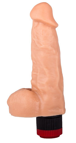 Гелевый вибромассажёр с мошонкой телесного цвета LOVETOY (А-Полимер) 111200 (17,8 см)