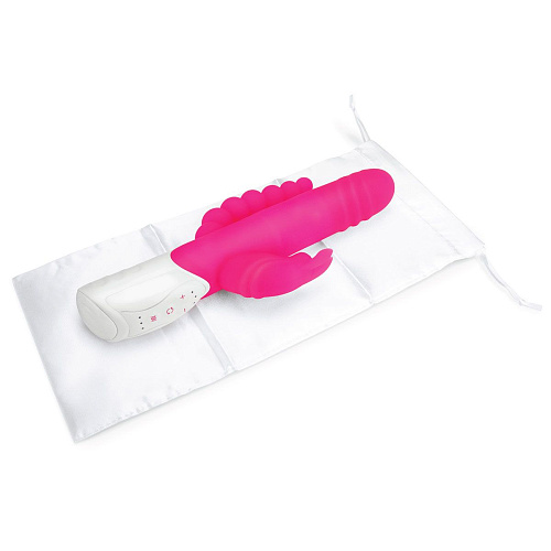 Вибратор-кролик с анальным стимулятором розового цвета Rabbit Essentials RR-005-PNK (26 см)