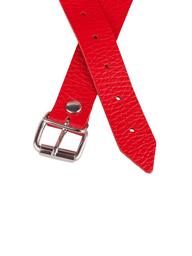 Красный кожаный кляп на регулируемых ремешках Sitabella 3093-2