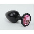 Чёрная анальная пробка с розовым стразом 4sexdreaM 47412 (7,6 см)