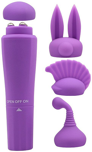 Фиолетовый вибромассажёр с 4 насадками Chisa Quadruple Sweet CN-100652163