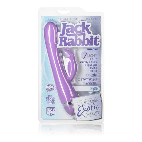 Перезаряжаемый сиреневый вибромассажёр California Exotic Novelties Rechargeable Triple Motor Jack Rabbit SE-0611-72-2 (18 см)