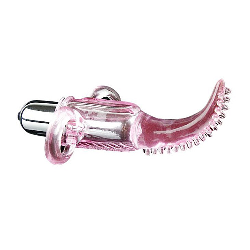 Розовая насадка на палец в виде вибромассажёра с щёточкой Baile BI-014078-0101