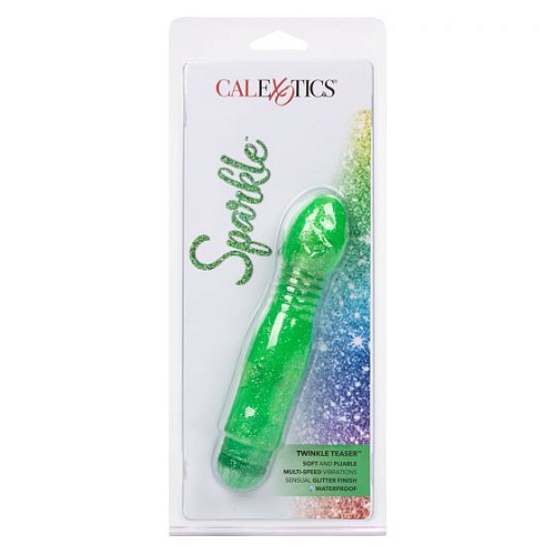 Зелёный вибратор с блёстками California Exotic Novelties Twinkle Teaser SE-0795-30-2 (16 см)