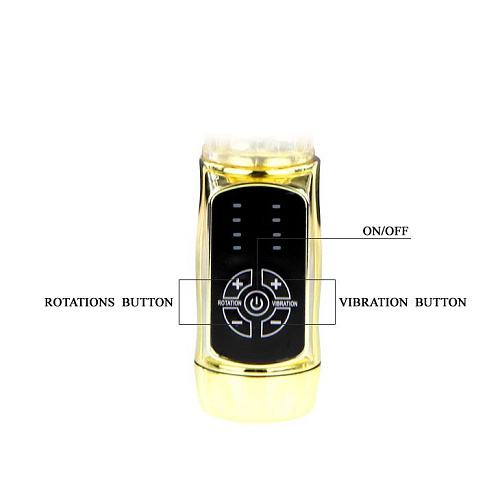 Золотистый вибратор с ротацией Baile Gold Rabbit Prince BW-037302J (21,5 см)