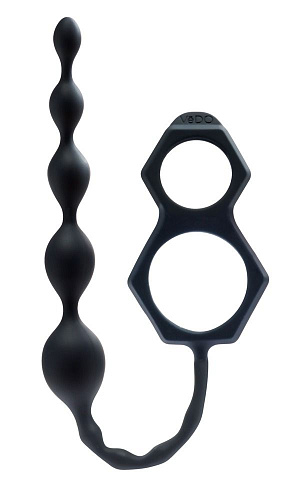 Чёрное эрекционные кольца с анальной цепочкой VeDO Scorpio 05357450000