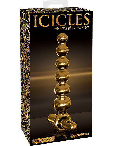 Золотистая анальная виброёлочка из стекла Pipedream PD2985-27 (18,4 см)